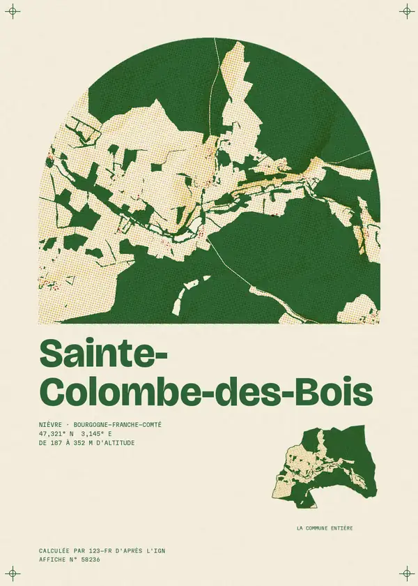 Affiche de Sainte-Colombe-des-Bois, calculée par 123-fr d'après l'IGN