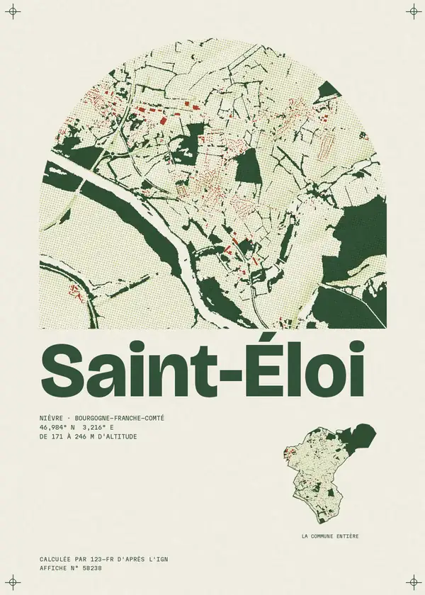 Affiche de Saint-Éloi, calculée par 123-fr d'après l'IGN