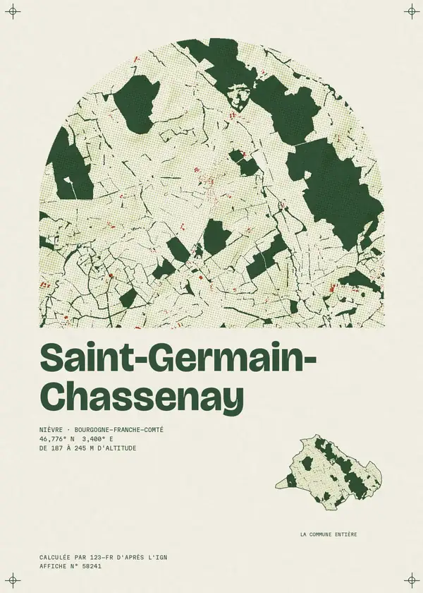 Affiche de Saint-Germain-Chassenay, calculée par 123-fr d'après l'IGN