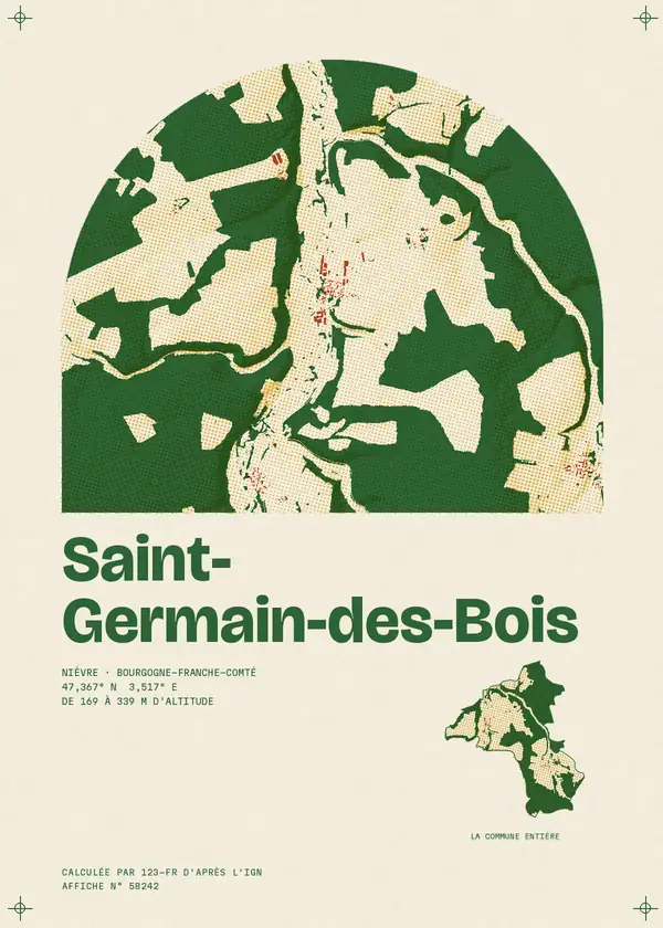 Affiche de Saint-Germain-des-Bois, calculée par 123-fr d'après l'IGN