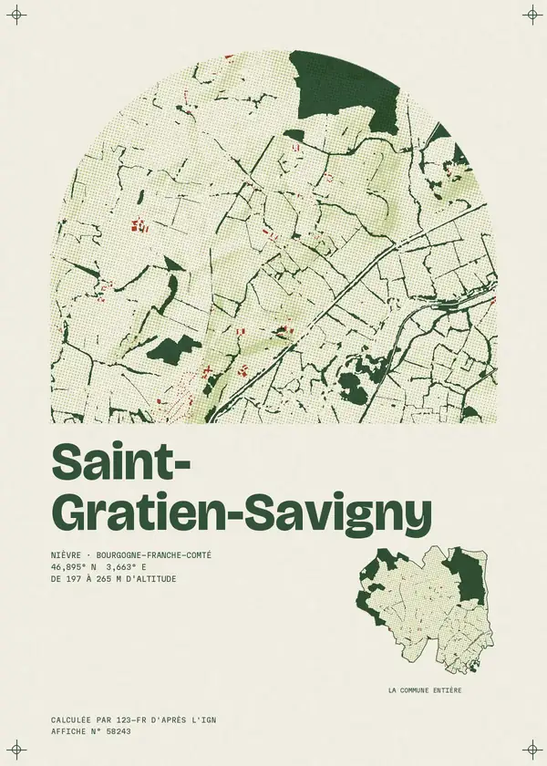 Affiche de Saint-Gratien-Savigny, calculée par 123-fr d'après l'IGN