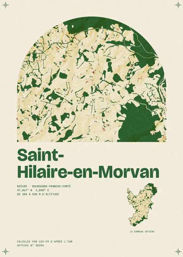 Affiche de Saint-Hilaire-en-Morvan, calculée par 123-fr d'après l'IGN