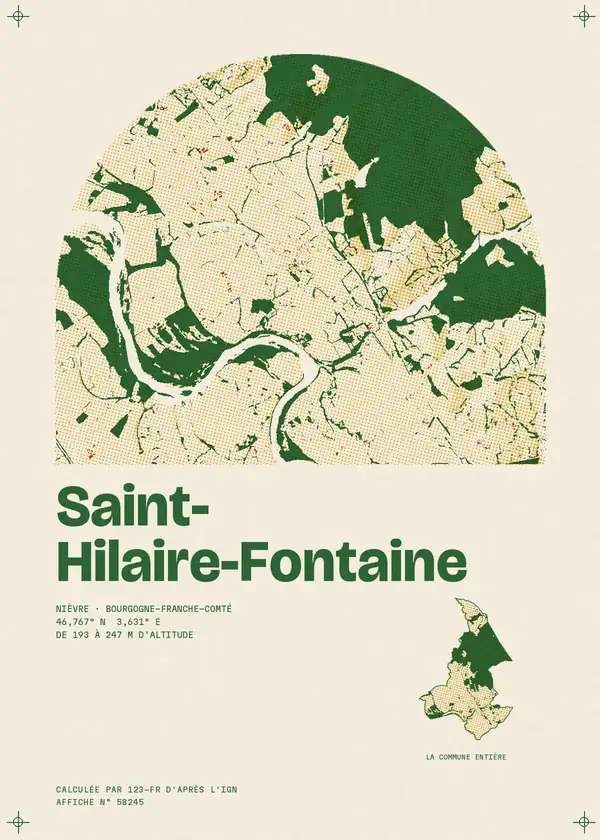 Affiche de Saint-Hilaire-Fontaine, calculée par 123-fr d'après l'IGN