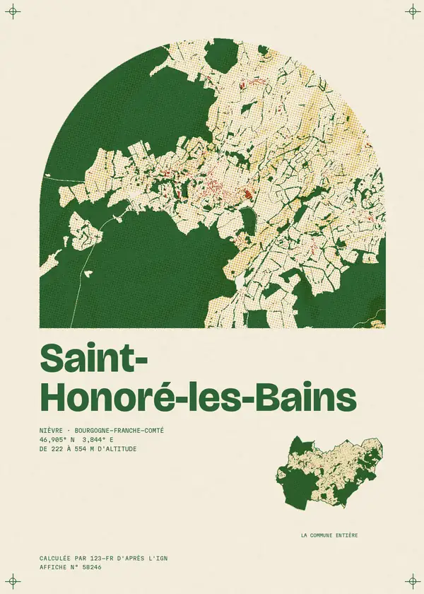 Affiche de Saint-Honoré-les-Bains, calculée par 123-fr d'après l'IGN