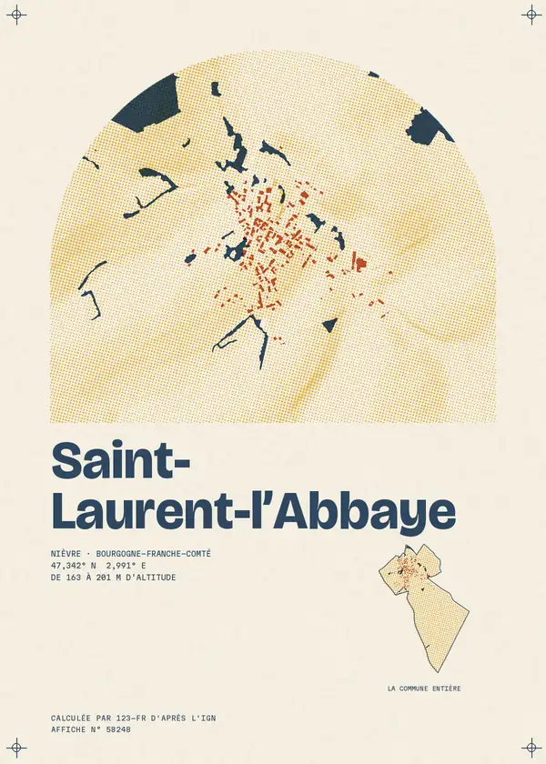 Affiche de Saint-Laurent-l'Abbaye, calculée par 123-fr d'après l'IGN