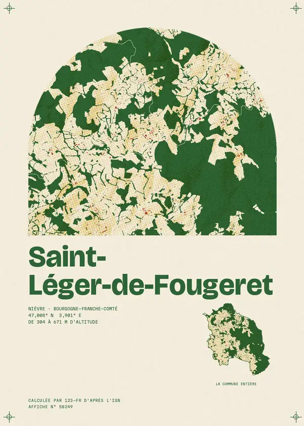 Affiche de Saint-Léger-de-Fougeret, calculée par 123-fr d'après l'IGN