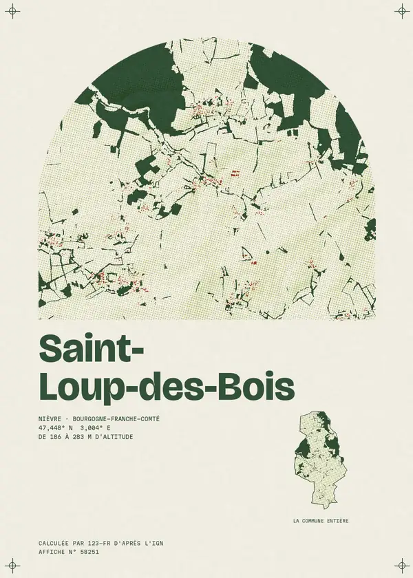 Affiche de Saint-Loup-des-Bois, calculée par 123-fr d'après l'IGN