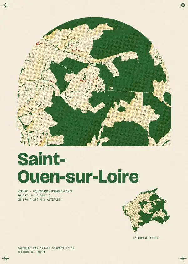 Affiche de Saint-Ouen-sur-Loire, calculée par 123-fr d'après l'IGN