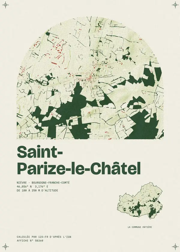 Affiche de Saint-Parize-le-Châtel, calculée par 123-fr d'après l'IGN