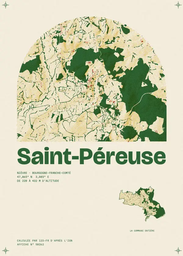 Affiche de Saint-Péreuse, calculée par 123-fr d'après l'IGN