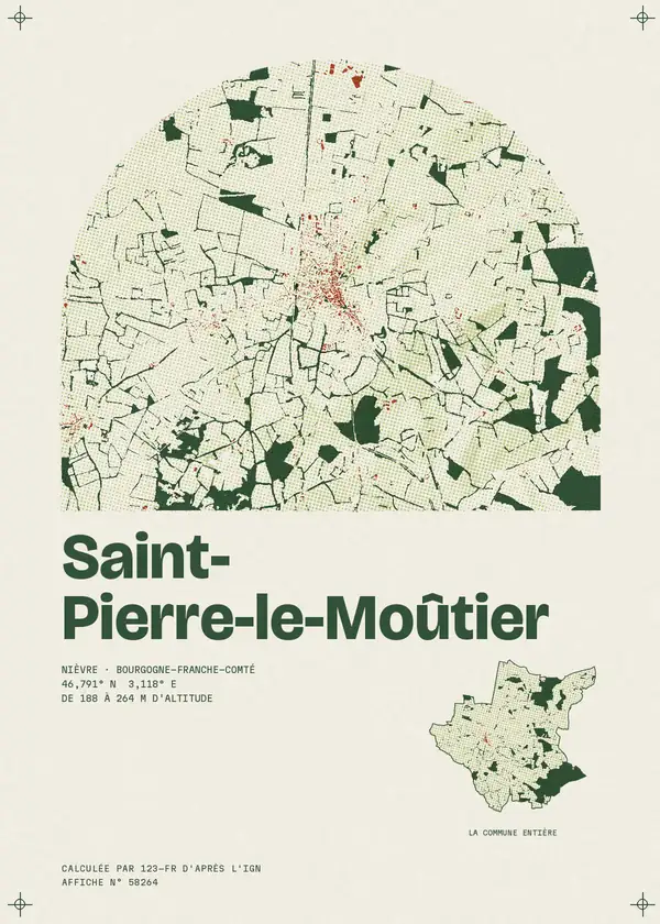 Affiche de Saint-Pierre-le-Moûtier, calculée par 123-fr d'après l'IGN