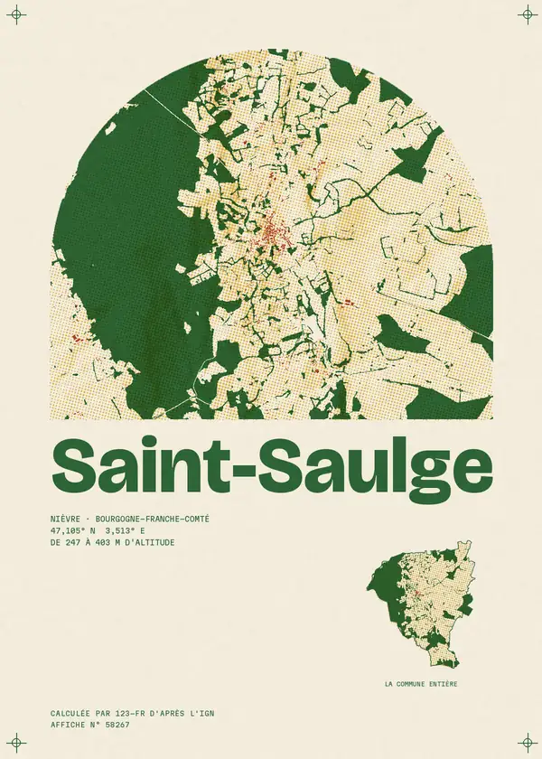 Affiche de Saint-Saulge, calculée par 123-fr d'après l'IGN