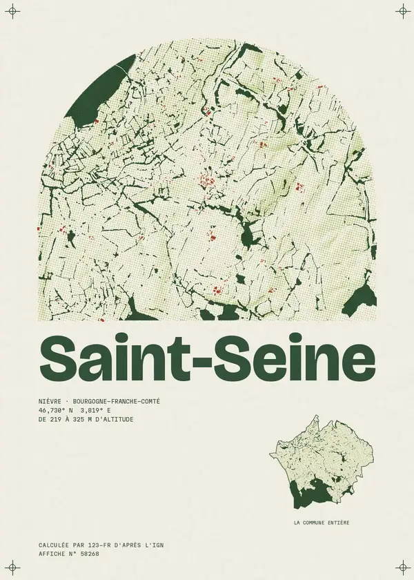Affiche de Saint-Seine, calculée par 123-fr d'après l'IGN