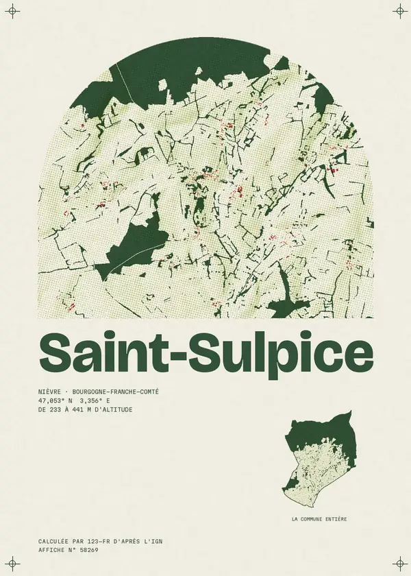 Affiche de Saint-Sulpice, calculée par 123-fr d'après l'IGN