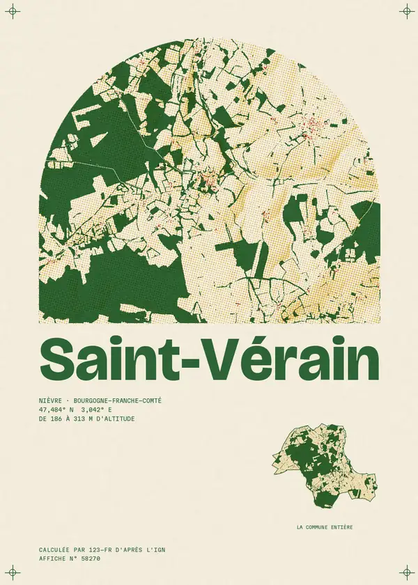 Affiche de Saint-Vérain, calculée par 123-fr d'après l'IGN