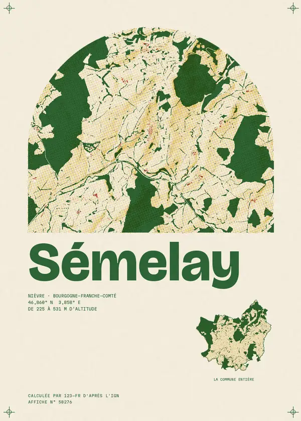 Affiche de Sémelay, calculée par 123-fr d'après l'IGN