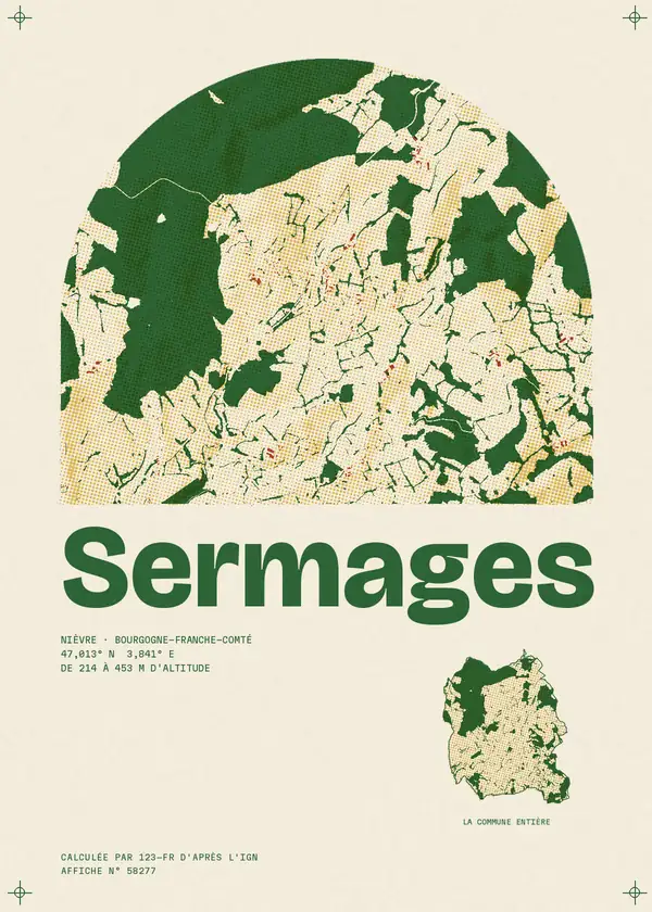 Affiche de Sermages, calculée par 123-fr d'après l'IGN