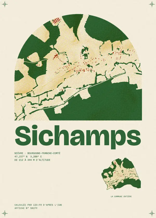 Affiche de Sichamps, calculée par 123-fr d'après l'IGN