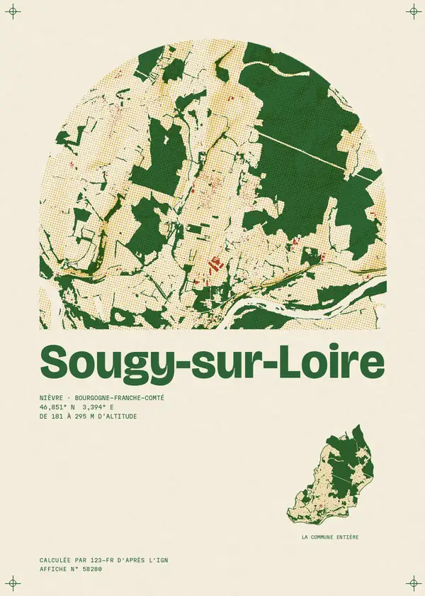 Affiche de Sougy-sur-Loire, calculée par 123-fr d'après l'IGN