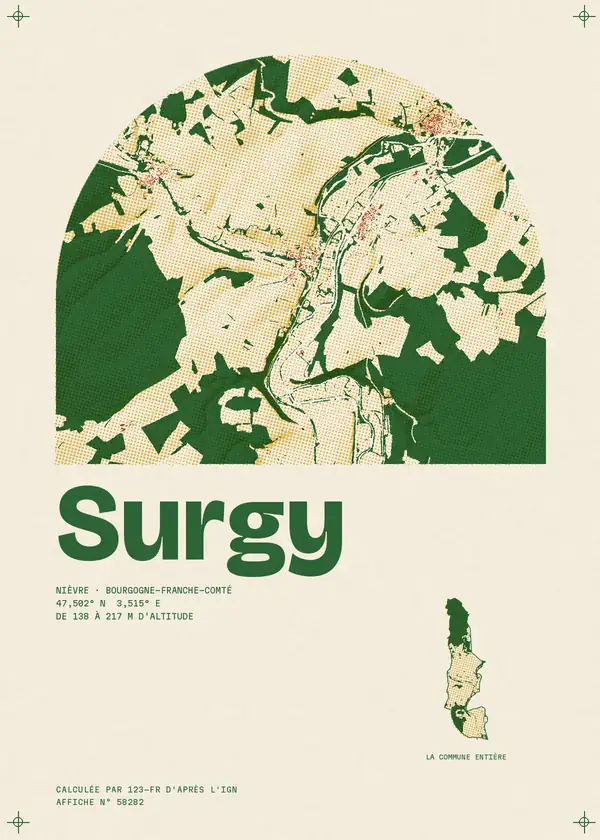 Affiche de Surgy, calculée par 123-fr d'après l'IGN