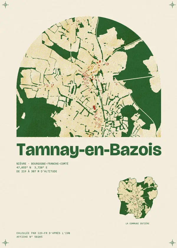 Affiche de Tamnay-en-Bazois, calculée par 123-fr d'après l'IGN