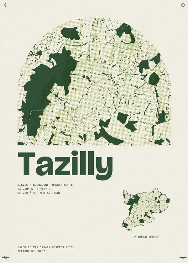 Affiche de Tazilly, calculée par 123-fr d'après l'IGN