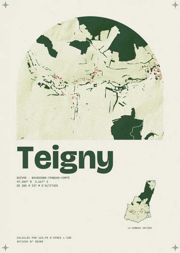 Affiche de Teigny, calculée par 123-fr d'après l'IGN