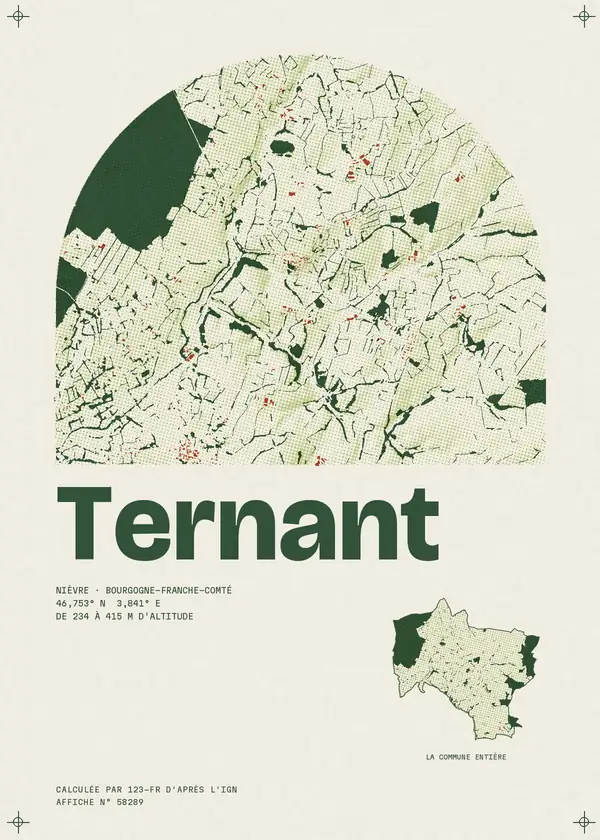 Affiche de Ternant, calculée par 123-fr d'après l'IGN