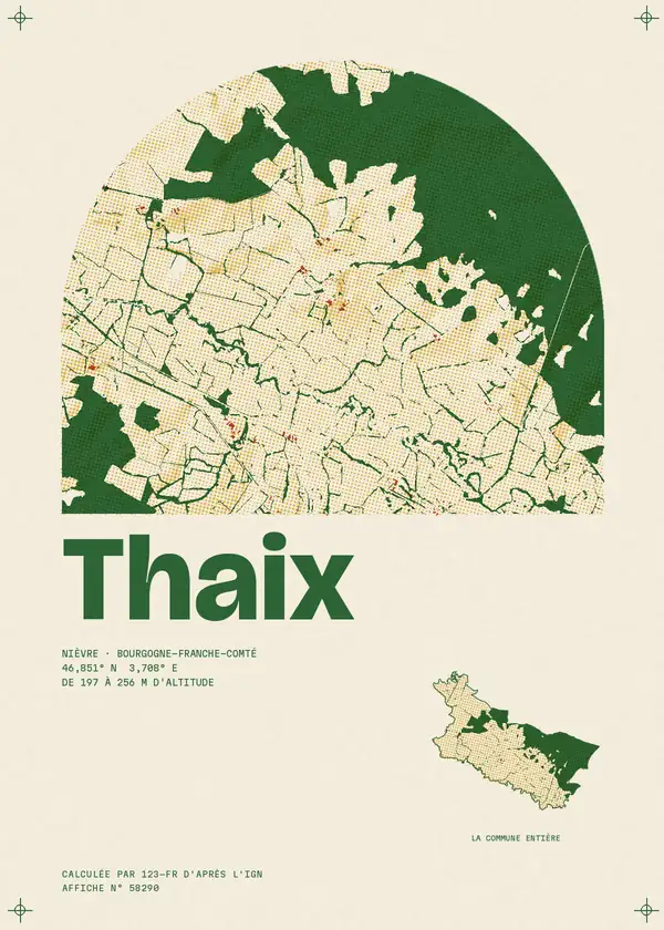 Affiche de Thaix, calculée par 123-fr d'après l'IGN