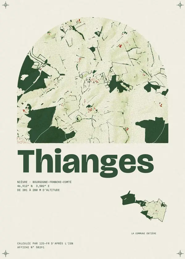 Affiche de Thianges, calculée par 123-fr d'après l'IGN