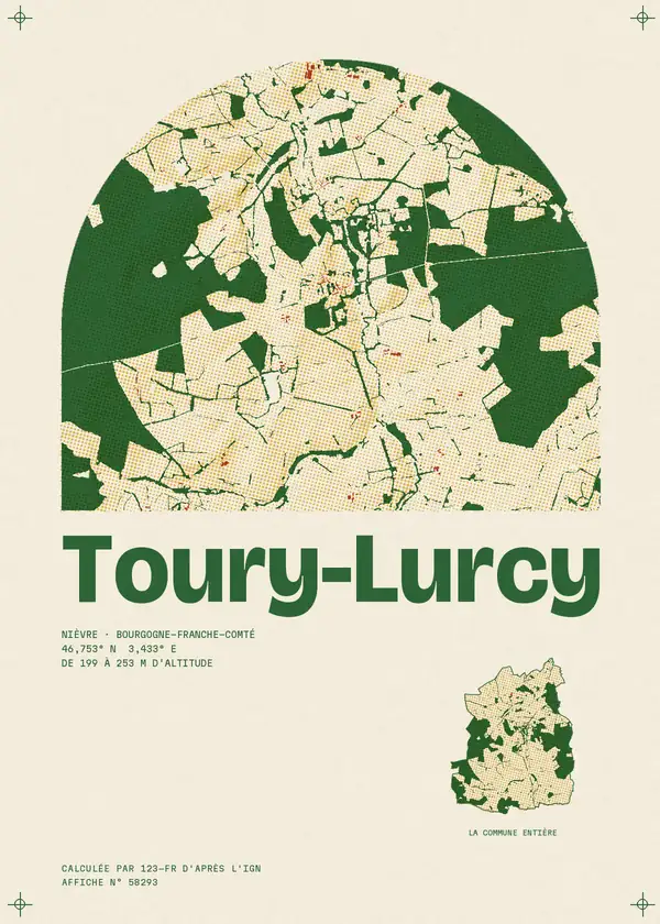 Affiche de Toury-Lurcy, calculée par 123-fr d'après l'IGN