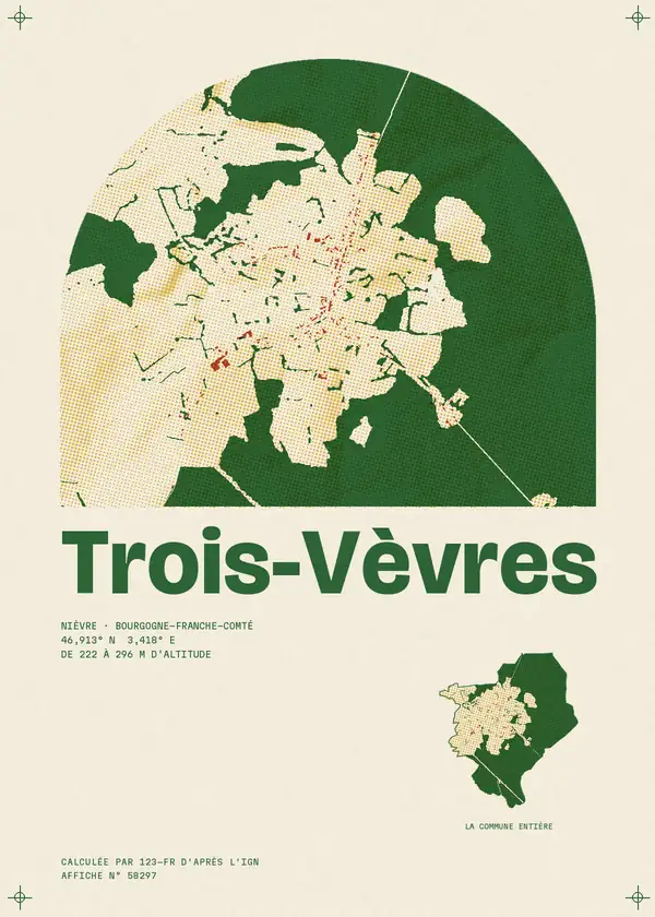 Affiche de Trois-Vèvres, calculée par 123-fr d'après l'IGN