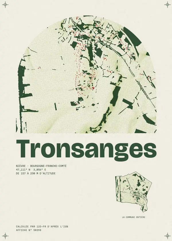 Affiche de Tronsanges, calculée par 123-fr d'après l'IGN