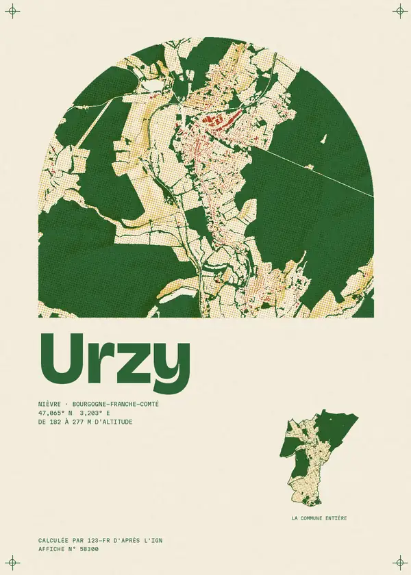 Affiche de Urzy, calculée par 123-fr d'après l'IGN
