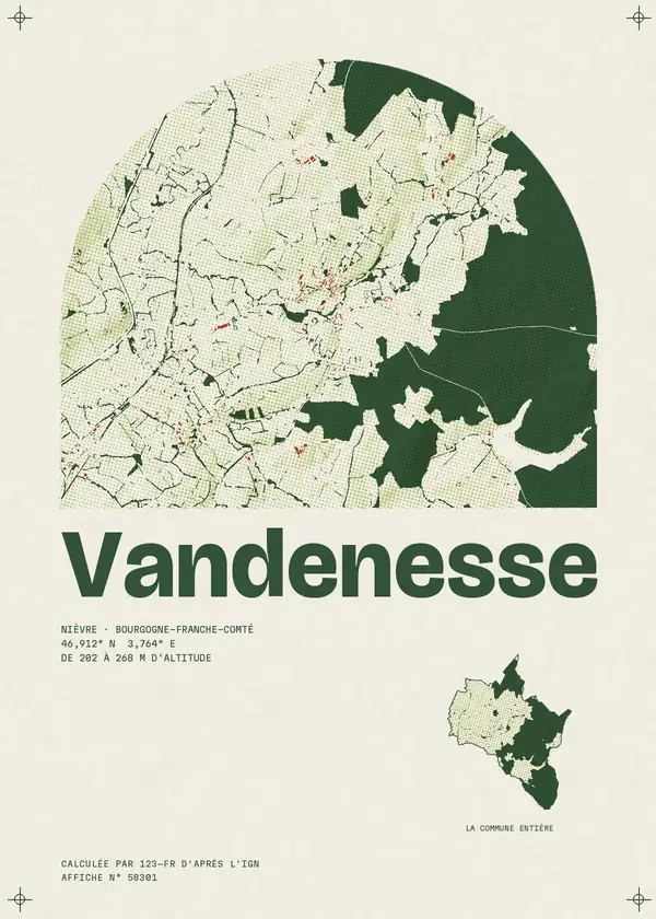 Affiche de Vandenesse, calculée par 123-fr d'après l'IGN