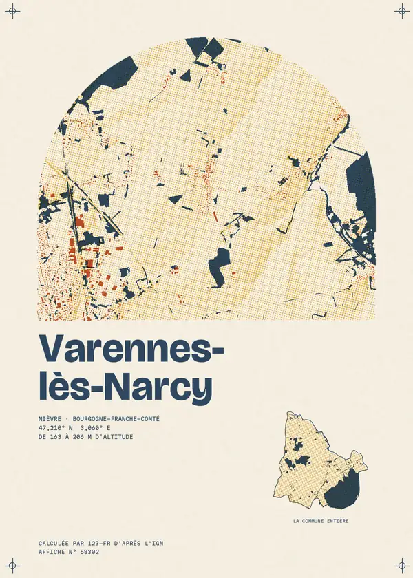 Affiche de Varennes-lès-Narcy, calculée par 123-fr d'après l'IGN