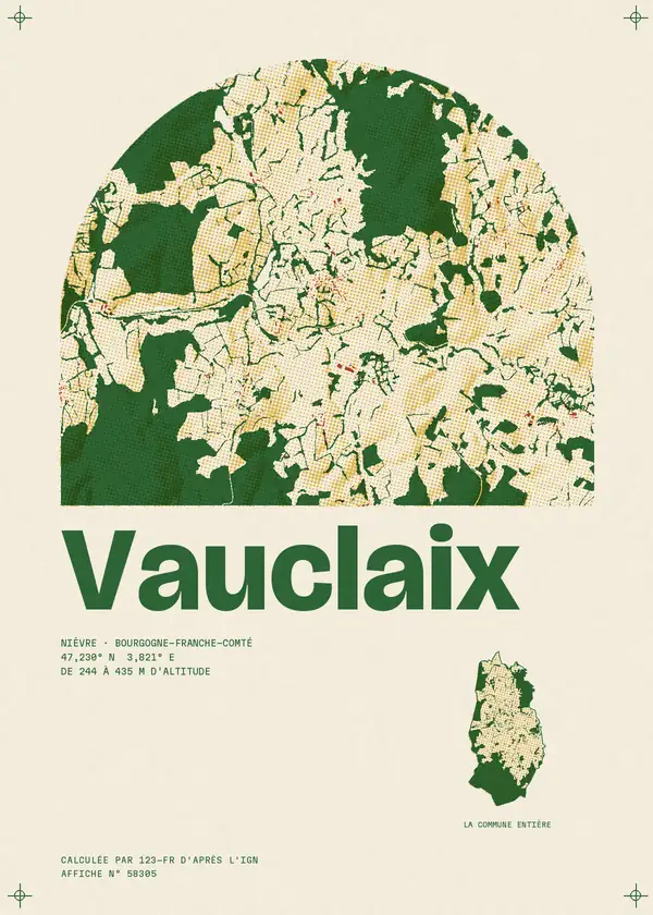 Affiche de Vauclaix, calculée par 123-fr d'après l'IGN