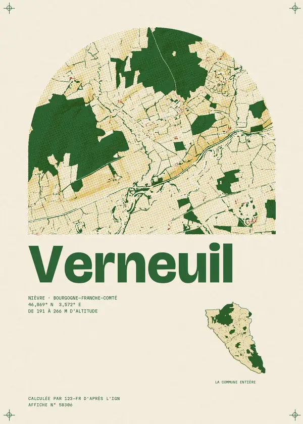 Affiche de Verneuil, calculée par 123-fr d'après l'IGN