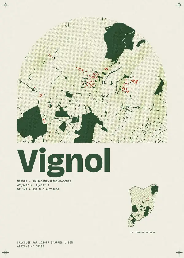 Affiche de Vignol, calculée par 123-fr d'après l'IGN
