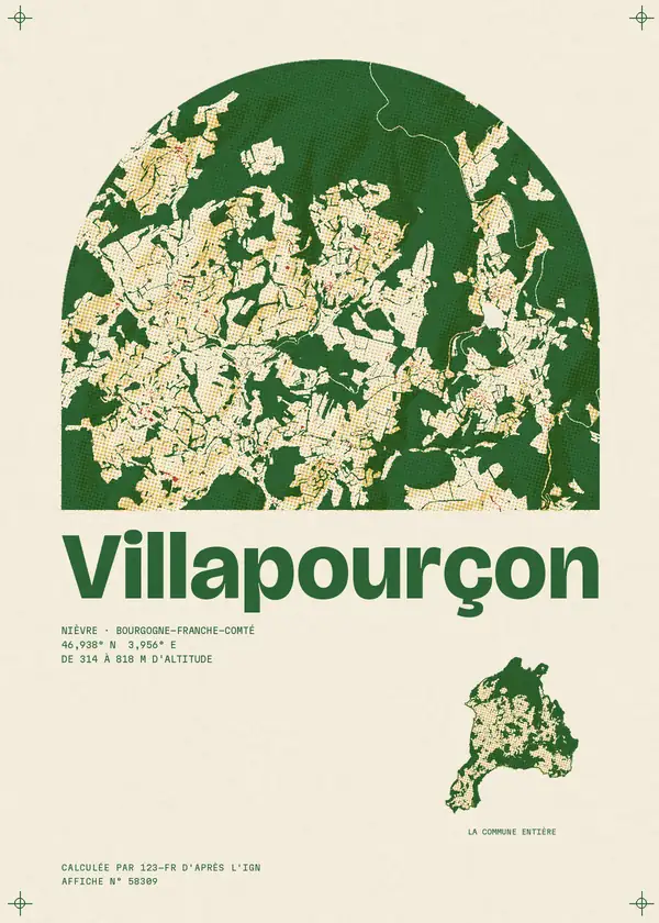 Affiche de Villapourçon, calculée par 123-fr d'après l'IGN