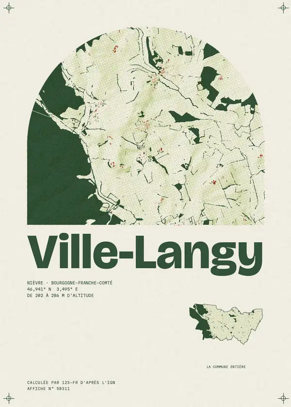 Affiche de Ville-Langy, calculée par 123-fr d'après l'IGN