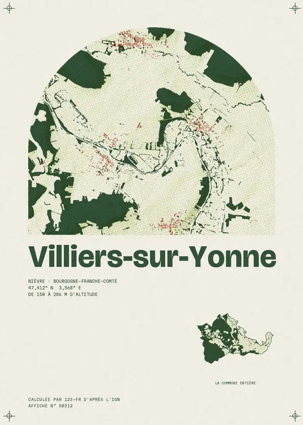 Affiche de Villiers-sur-Yonne, calculée par 123-fr d'après l'IGN