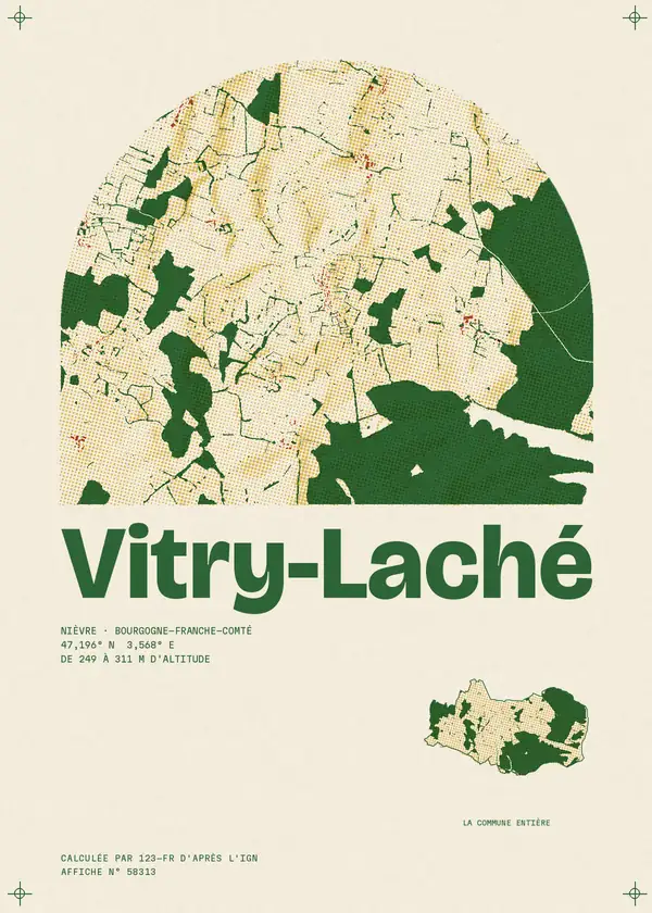 Affiche de Vitry-Laché, calculée par 123-fr d'après l'IGN