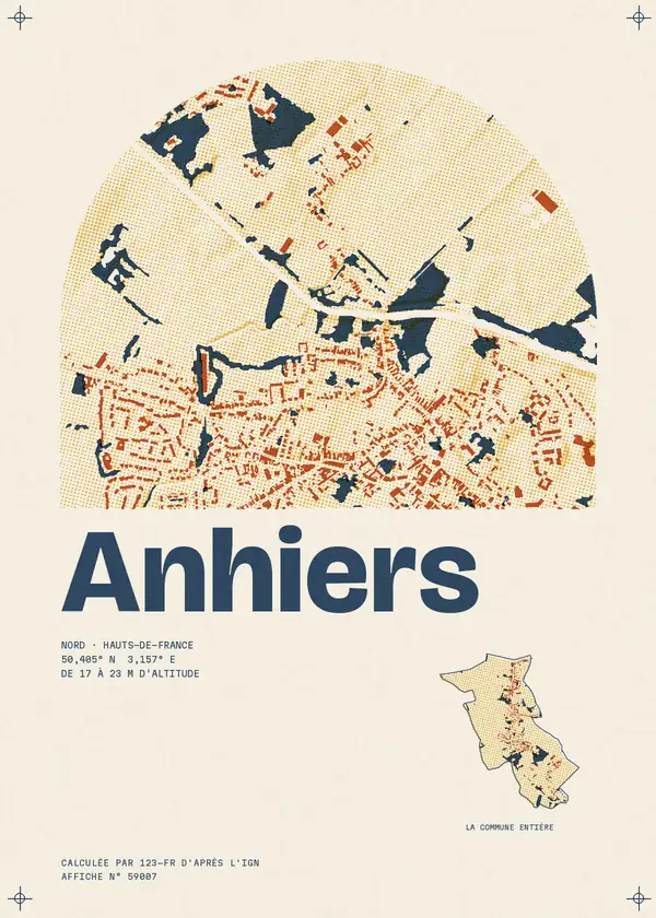 Affiche de Anhiers, calculée par 123-fr d'après l'IGN