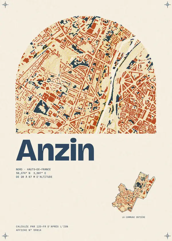 Affiche de Anzin, calculée par 123-fr d'après l'IGN