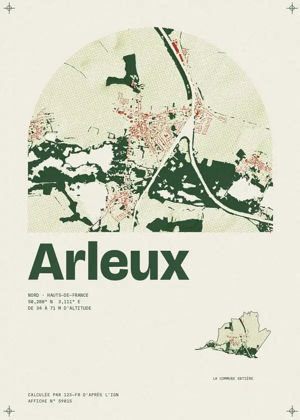 Affiche de Arleux, calculée par 123-fr d'après l'IGN