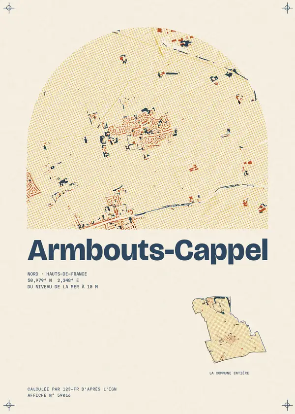 Affiche de Armbouts-Cappel, calculée par 123-fr d'après l'IGN