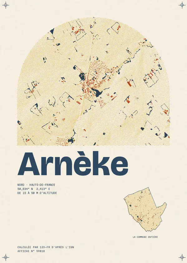 Affiche de Arnèke, calculée par 123-fr d'après l'IGN