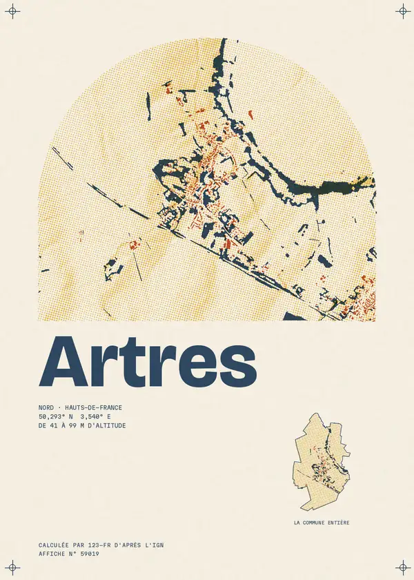 Affiche de Artres, calculée par 123-fr d'après l'IGN