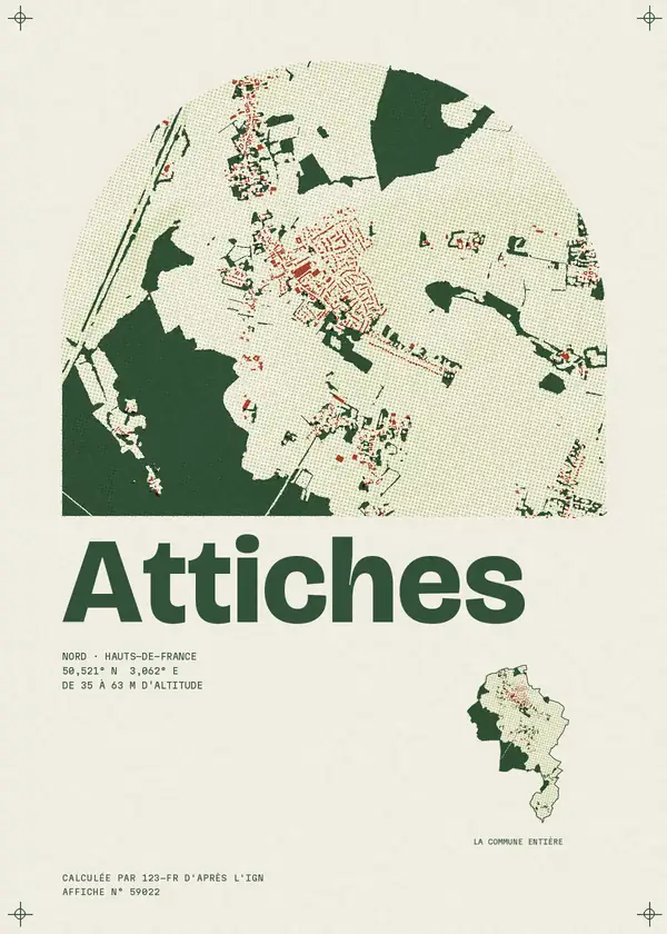 Affiche de Attiches, calculée par 123-fr d'après l'IGN